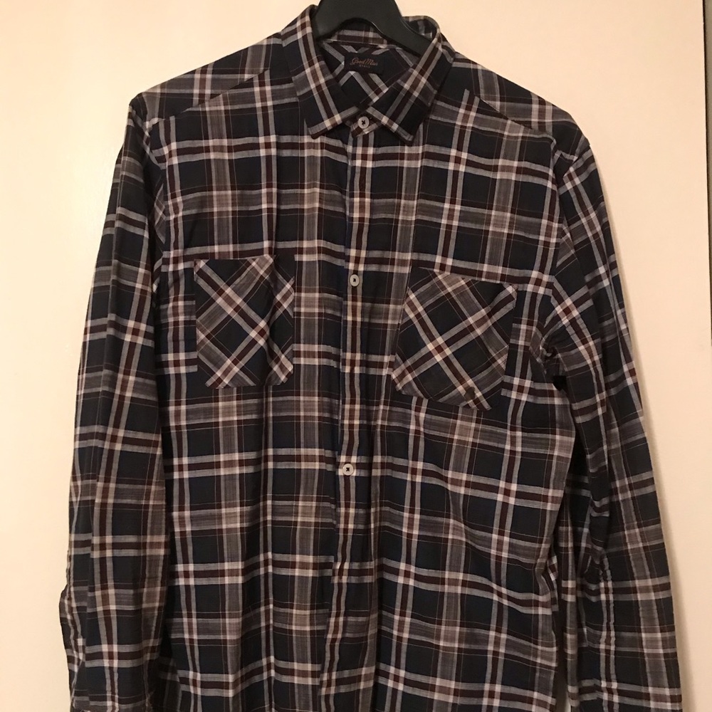 GOOD MAN Brand Plaid Slim Fit Shirt Medium